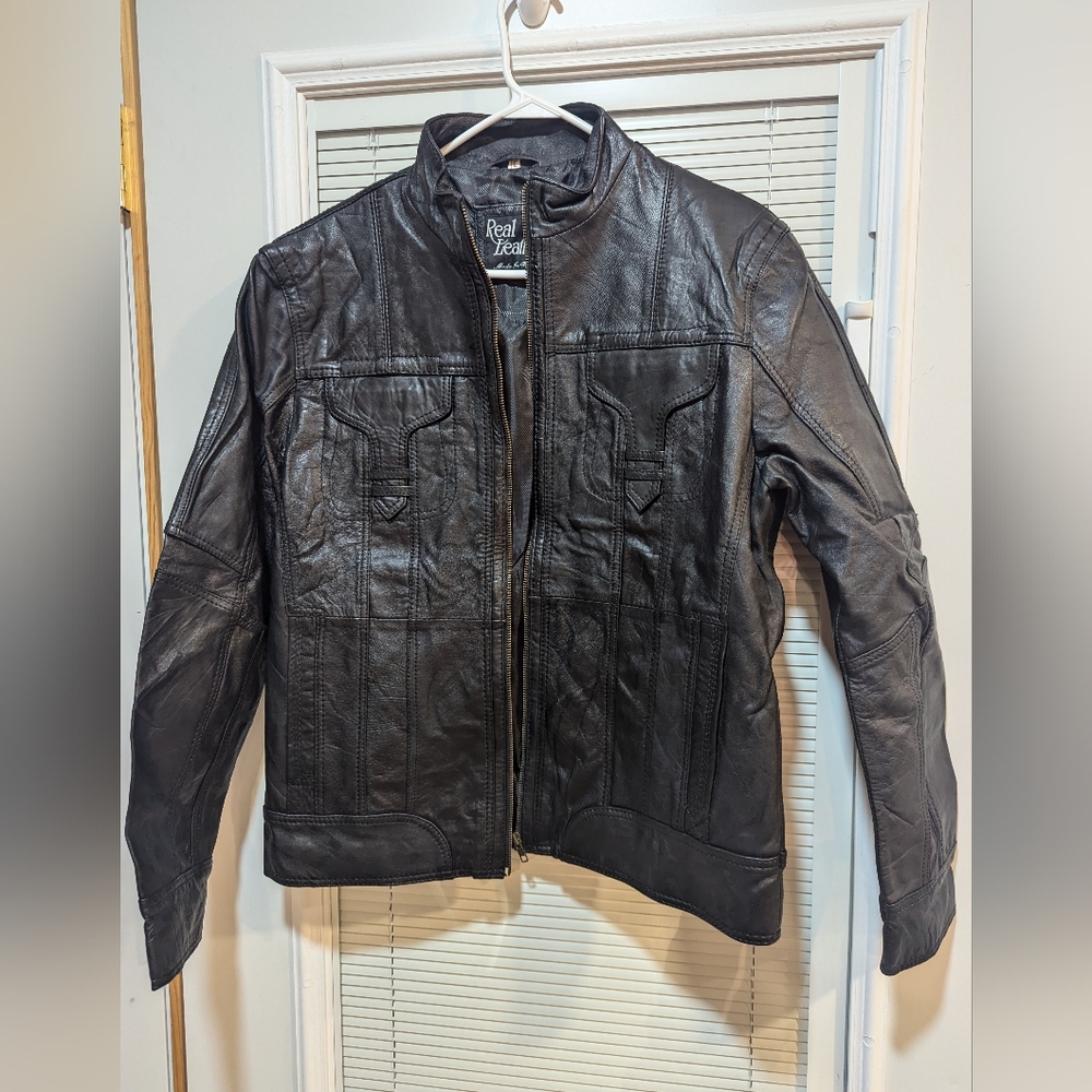 Echtes Leder Real Leather Large Black Motorcycle Jacket